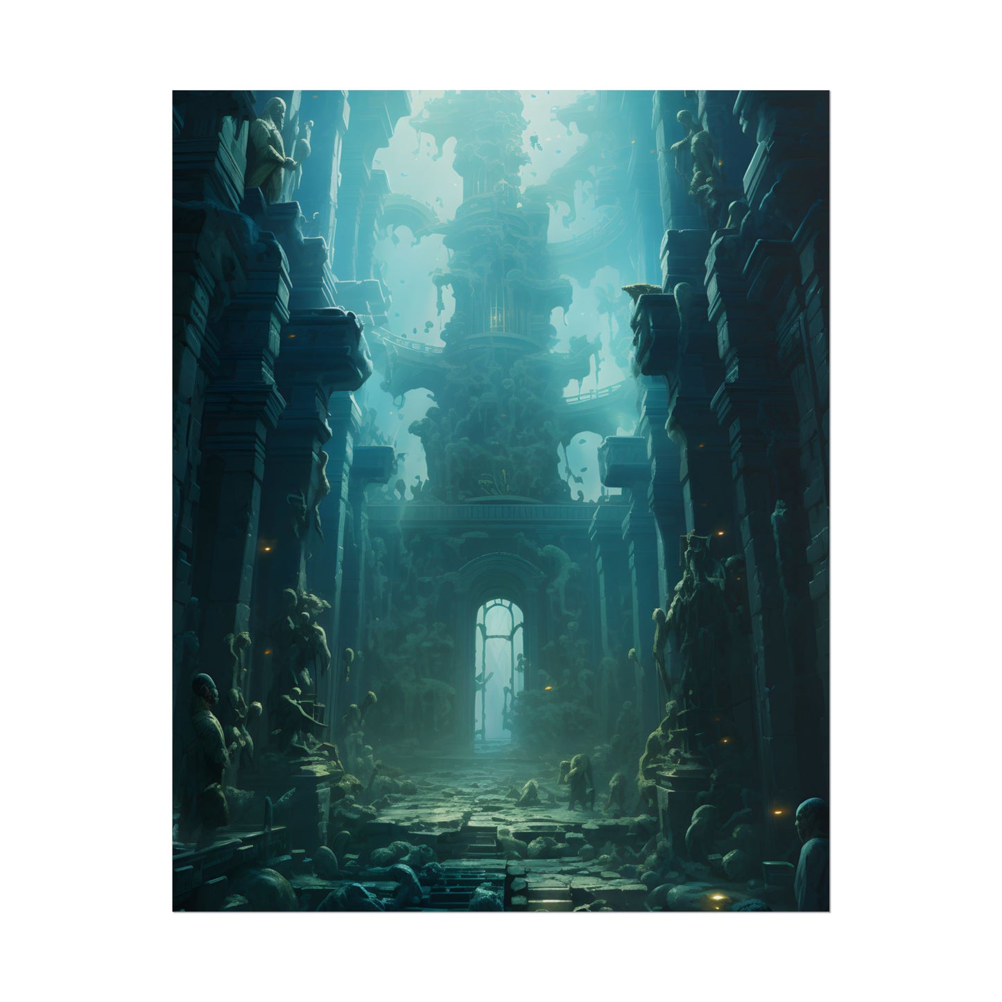 Lost Underwater Civilization: Ancient Ruins in Sunken Depths - Poster
