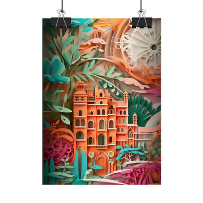 European Paper Quilled Landscape: Artistic Craftsmanship - Poster
