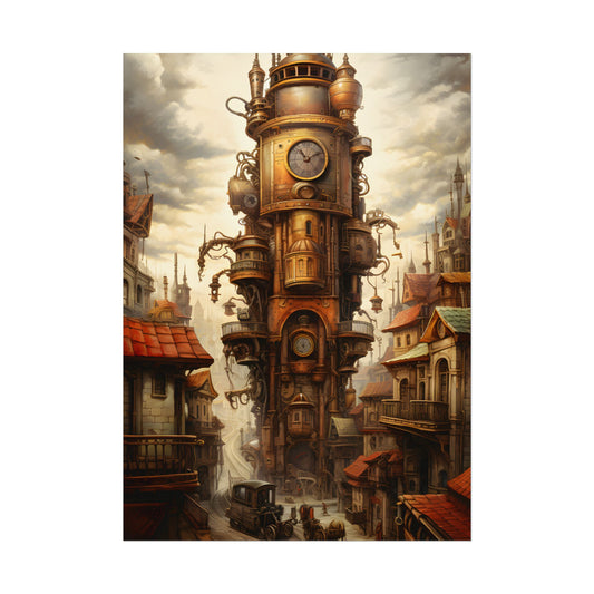 Steampunk Paris 1875: Vintage Cityscape Industrial Art - Poster