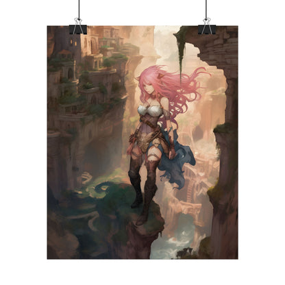 Dramatic Birds Eye View: Anime-Style Bird in Flight - Poster