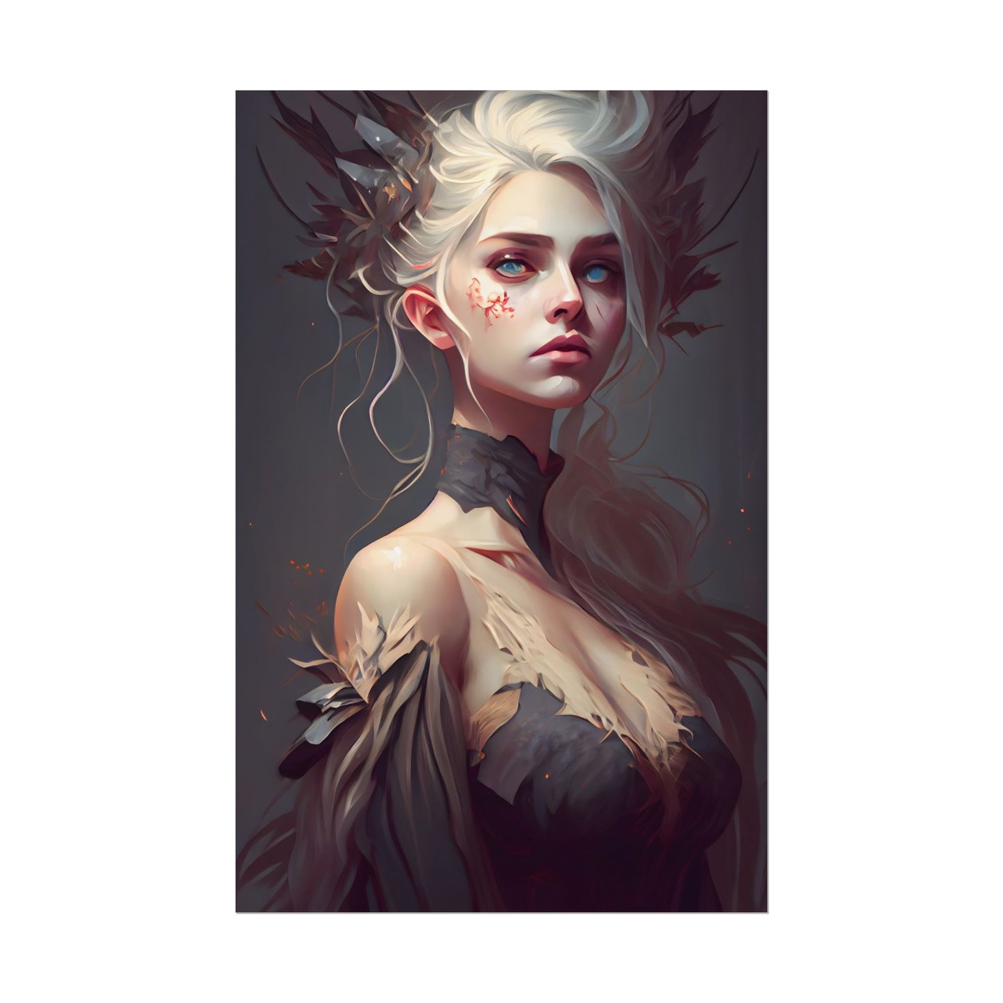 Elegant Blonde Portrait: Outdoor Woman in Dress - Poster