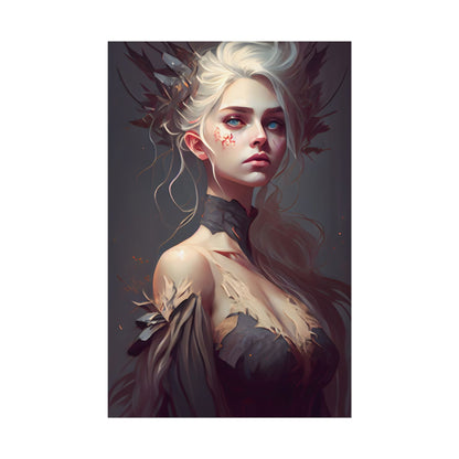 Elegant Blonde Portrait: Outdoor Woman in Dress - Poster