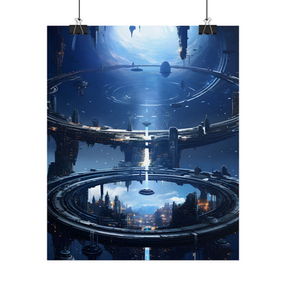 Aetherial Space Station: Massive, Futuristic Space Station in Orbit - Poster