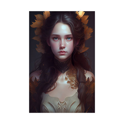 Brown Hair Female Portrait: Artistic Style Digital Art - Poster
