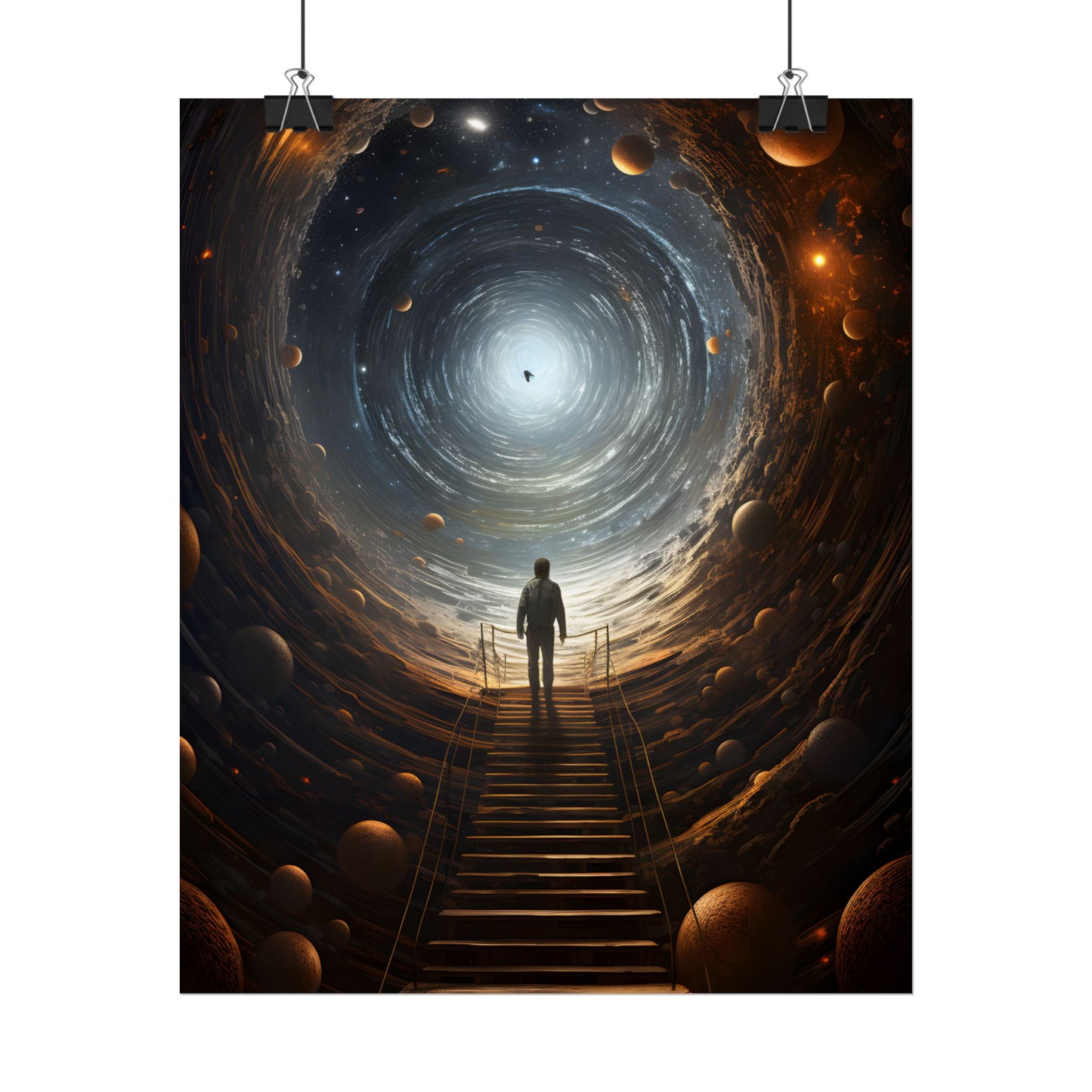 Space-Time Explorer: Intrepid Journey in Black and White - Poster