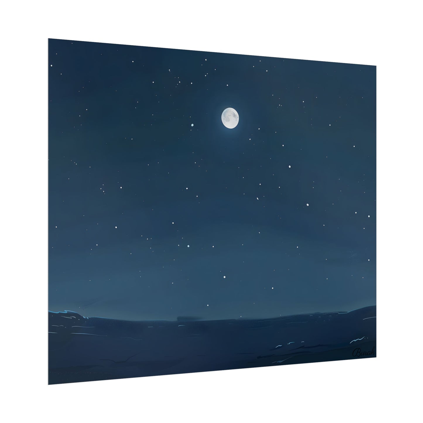 Starry Night Sky: Minimalist Beauty in Blue - Poster