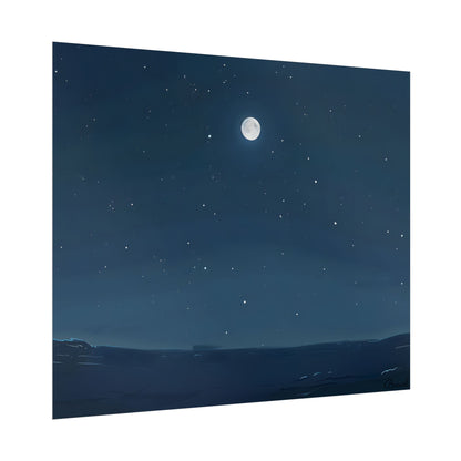 Starry Night Sky: Minimalist Beauty in Blue - Poster