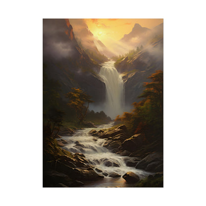 Breathtaking Waterfall: Nature's Beauty in Oil Painting - Poster