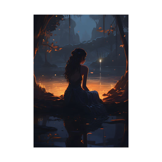 Calm Ocean Beach Scene: Late Afternoon Peace - Poster
