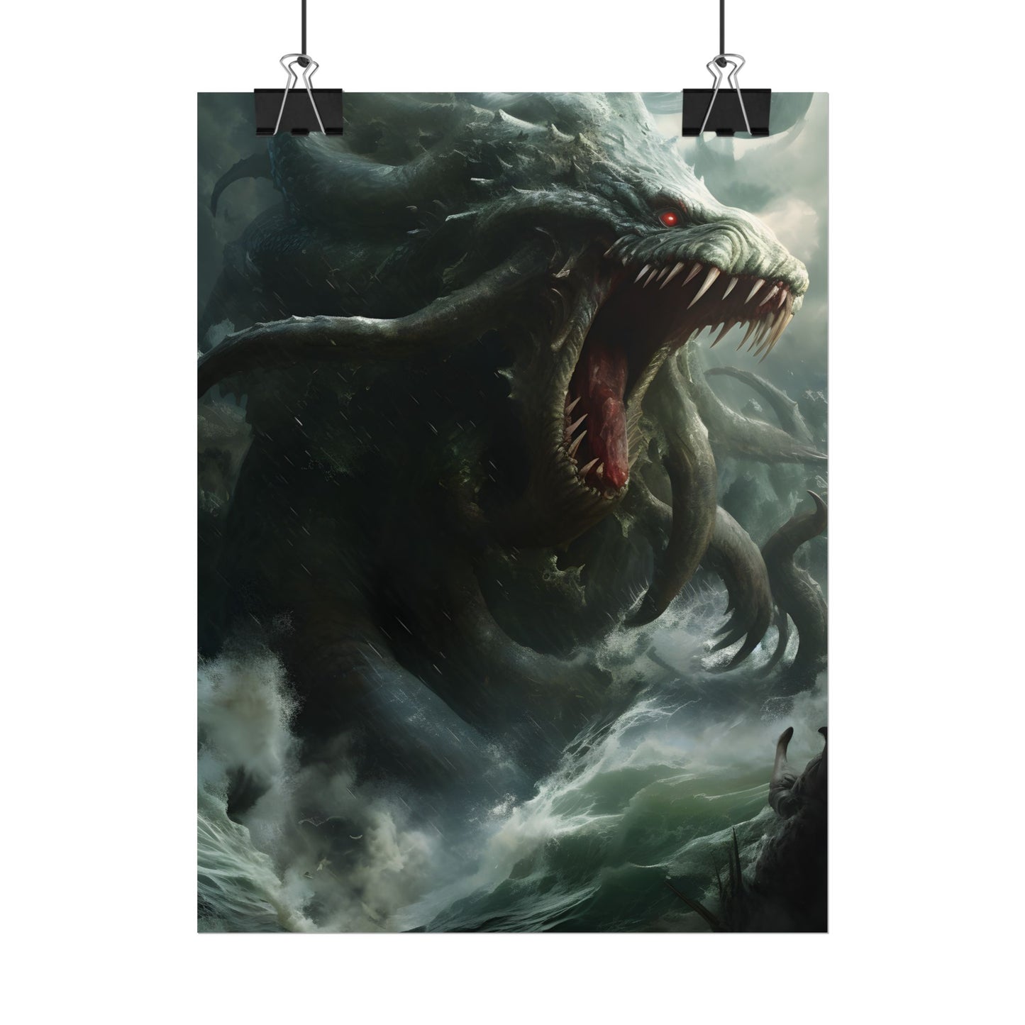 Mythic Ocean Terror: Ancient Sea Monster with Six Tentacles - Poster