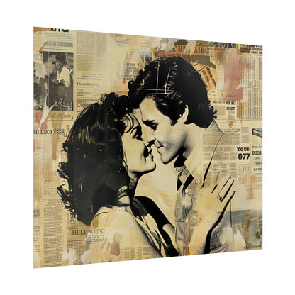 Retro Vintage Romance: Couples Newsprint Artwork - Poster