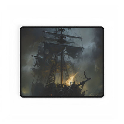 Eerie Pirate Ghost Ship: Sailing Seascape Artwork - Desk Mat