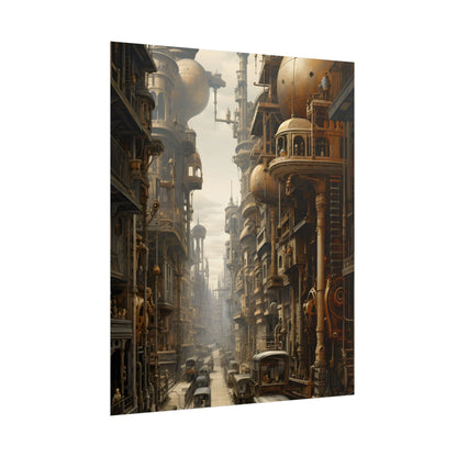 Steampunk Cityscape: A Glimpse into Jules Verne's Paris - Poster