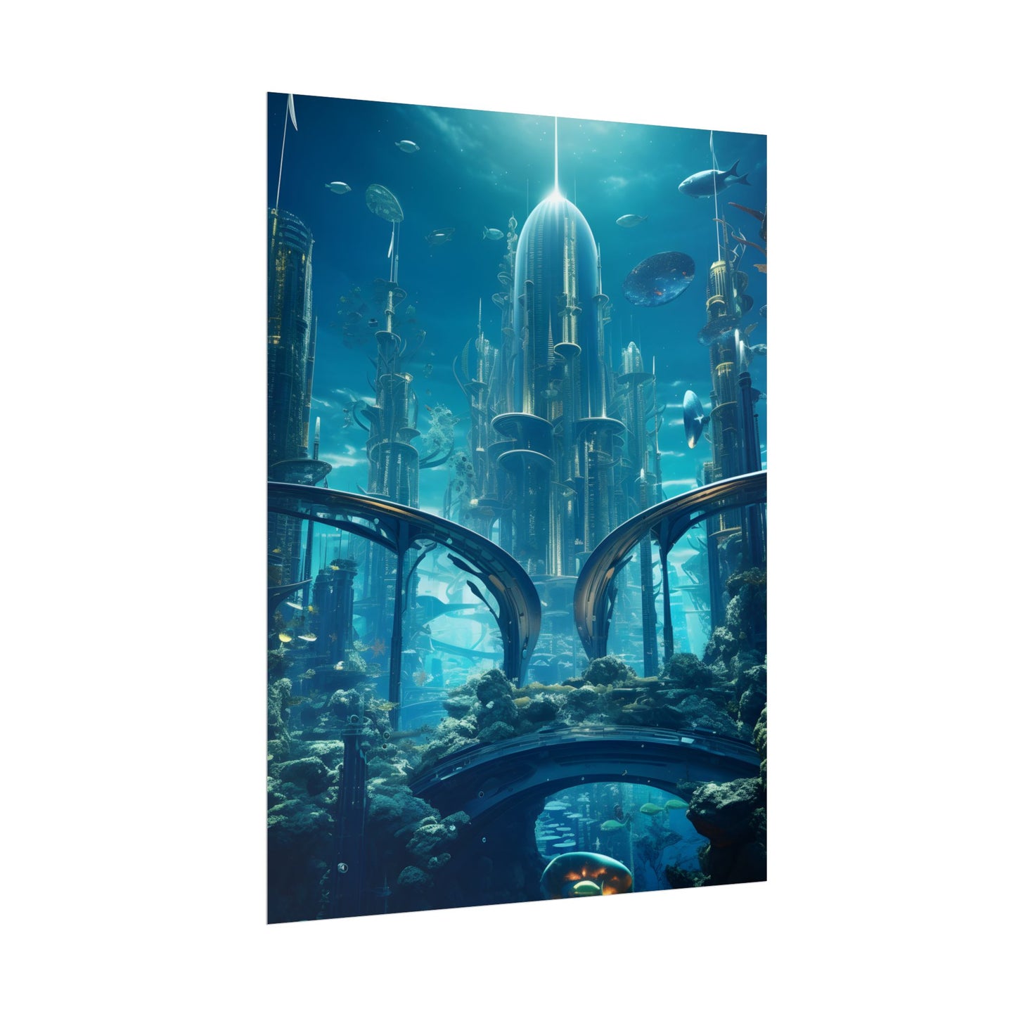 Underwater City of the Future: Sleek Modern Architecture - Poster