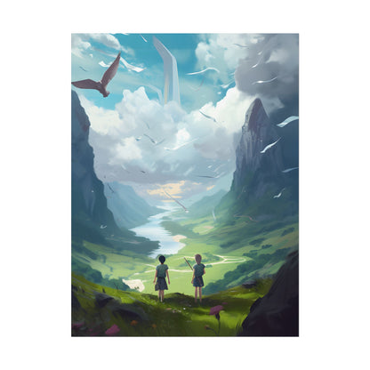 Tranquil Meadow Figures: Realistic Painting of People - Poster