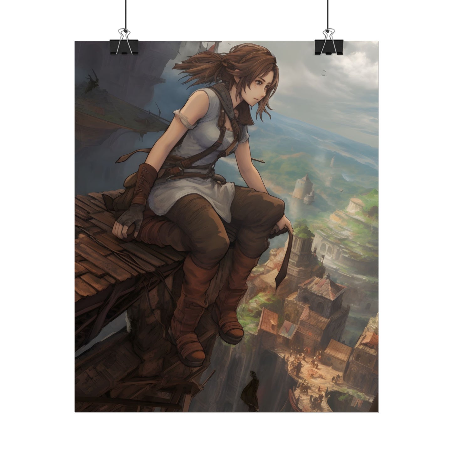 Dramatic Anime Birds Eye View: Dynamic Digital Art - Poster