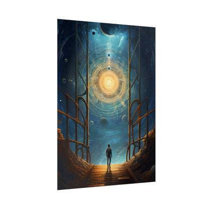 Space Explorer's Journey: Sleek Spacecraft in Stellar Odyssey - Poster