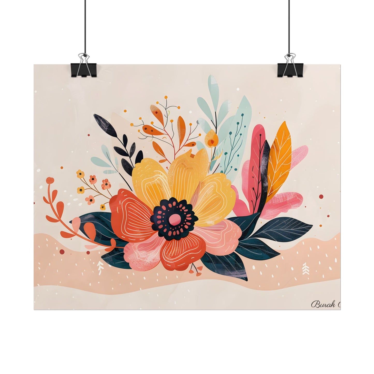 Blooming Growth: Vibrant Flower Artwork - Poster