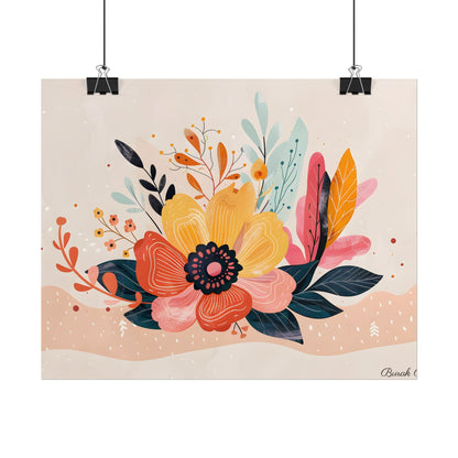 Blooming Growth: Vibrant Flower Artwork - Poster