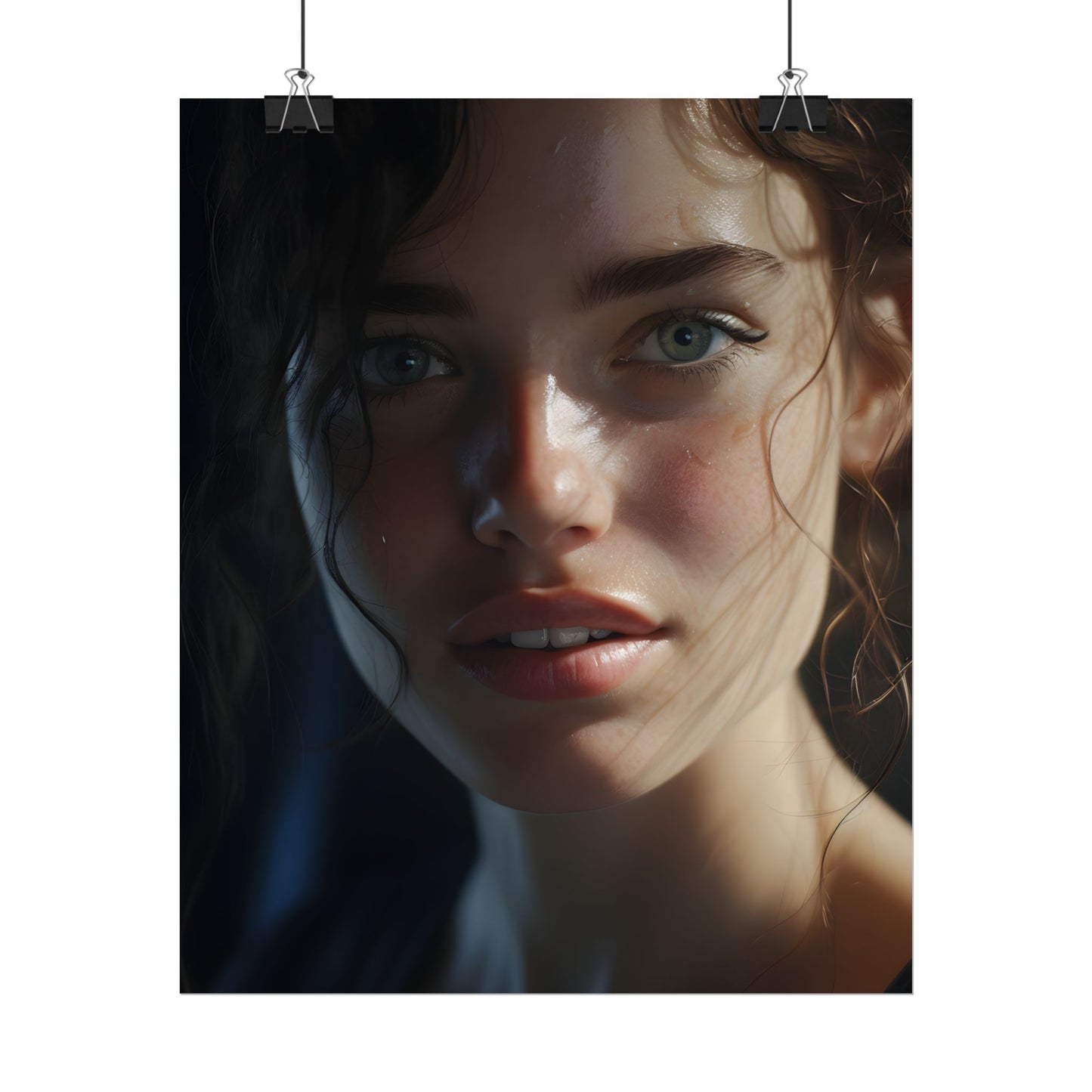 Smiling Portrait of a Woman: Close-Up Art - Poster