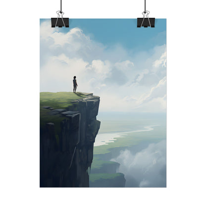 Spring Afternoon Outdoor Scene: Person Walking on Sidewalk - Poster