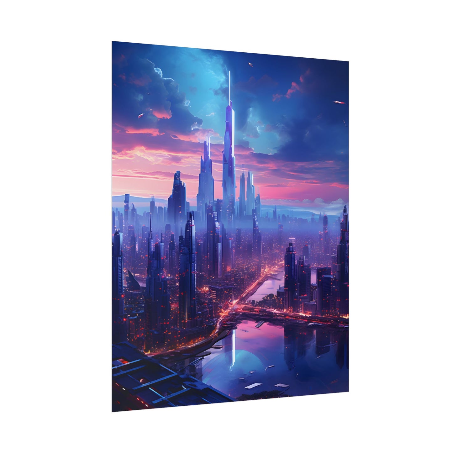 Cyberpunk Dystopia: Futuristic Cityscape Digital Art - Poster