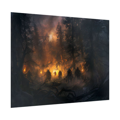Tranquil Forest Sunset: People Connecting with Nature - Poster