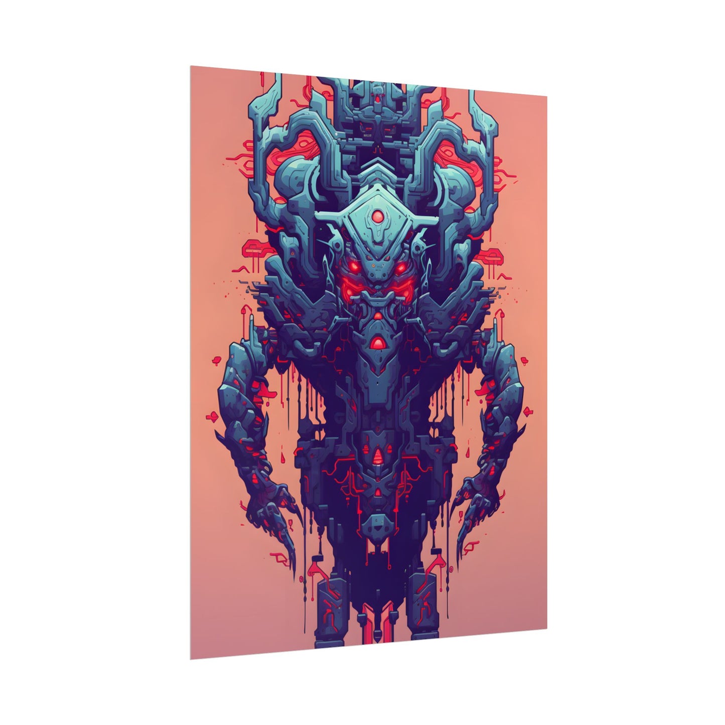 Neon Pixel Pets: Cyberpunk Synthwave Digital Art - Poster
