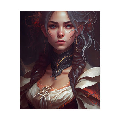 Glamorous Mid-20s Female Portrait: Black Hair Artwork - Poster