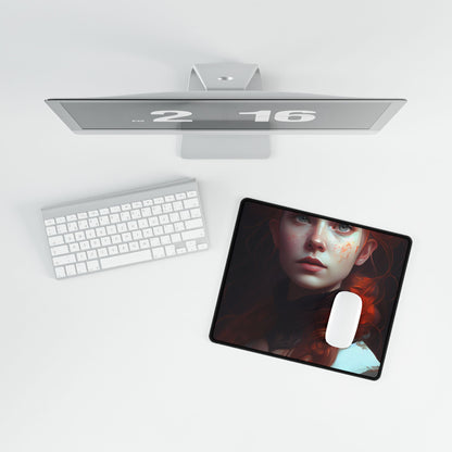 Astonishing Redhead Portrait: Elegant Young Woman in Dress - Desk Mat
