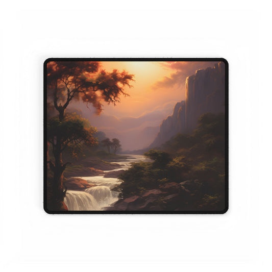 Breathtaking Waterfall Oil Painting: Meticulous Artwork - Desk Mat