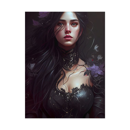 Striking Woman Portrait: Black Hair Artwork - Poster