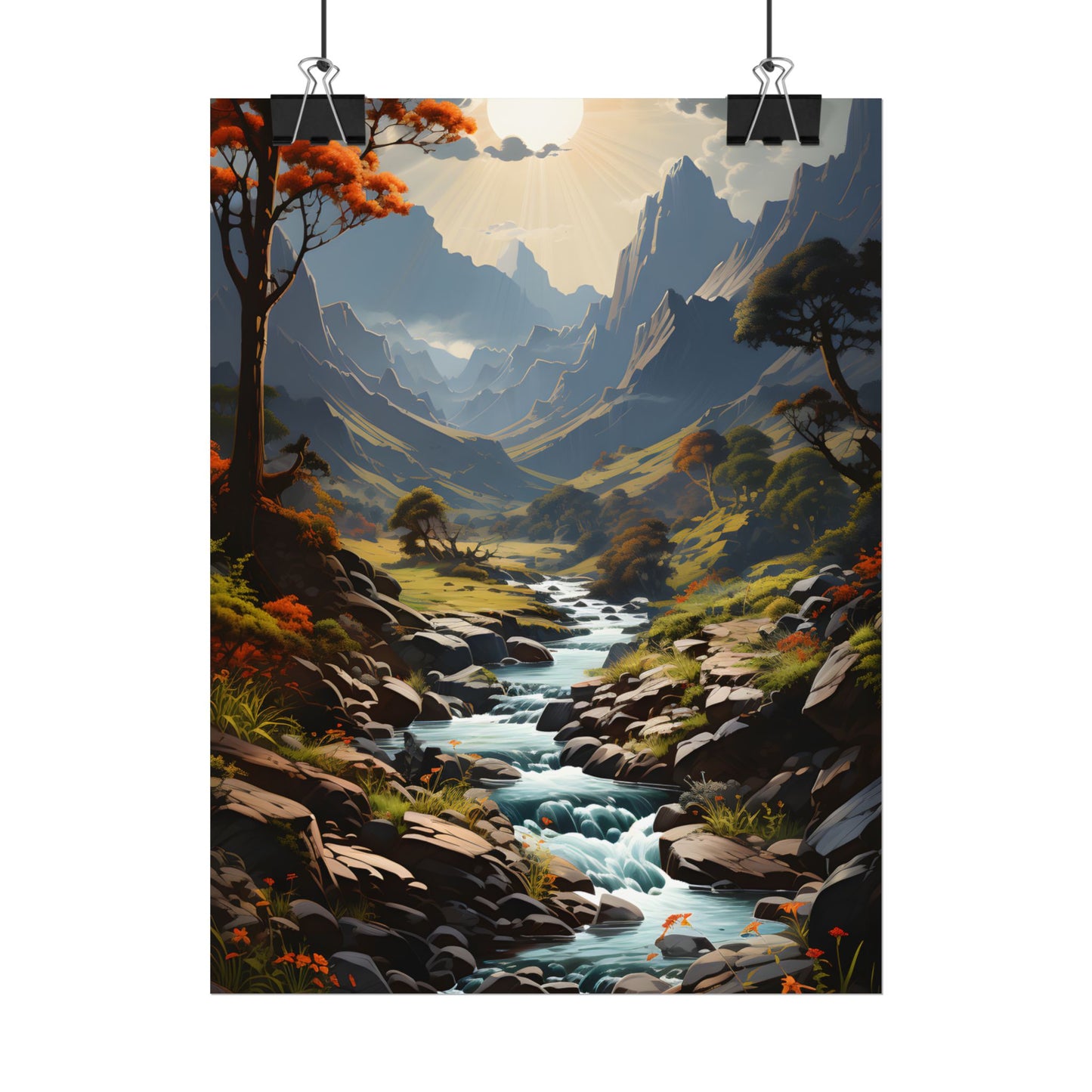 Majestic Waterfall Oil Painting: A Captivating Artwork - Poster