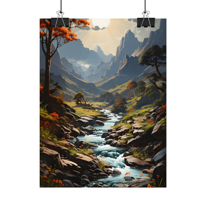 Majestic Waterfall Oil Painting: A Captivating Artwork - Poster