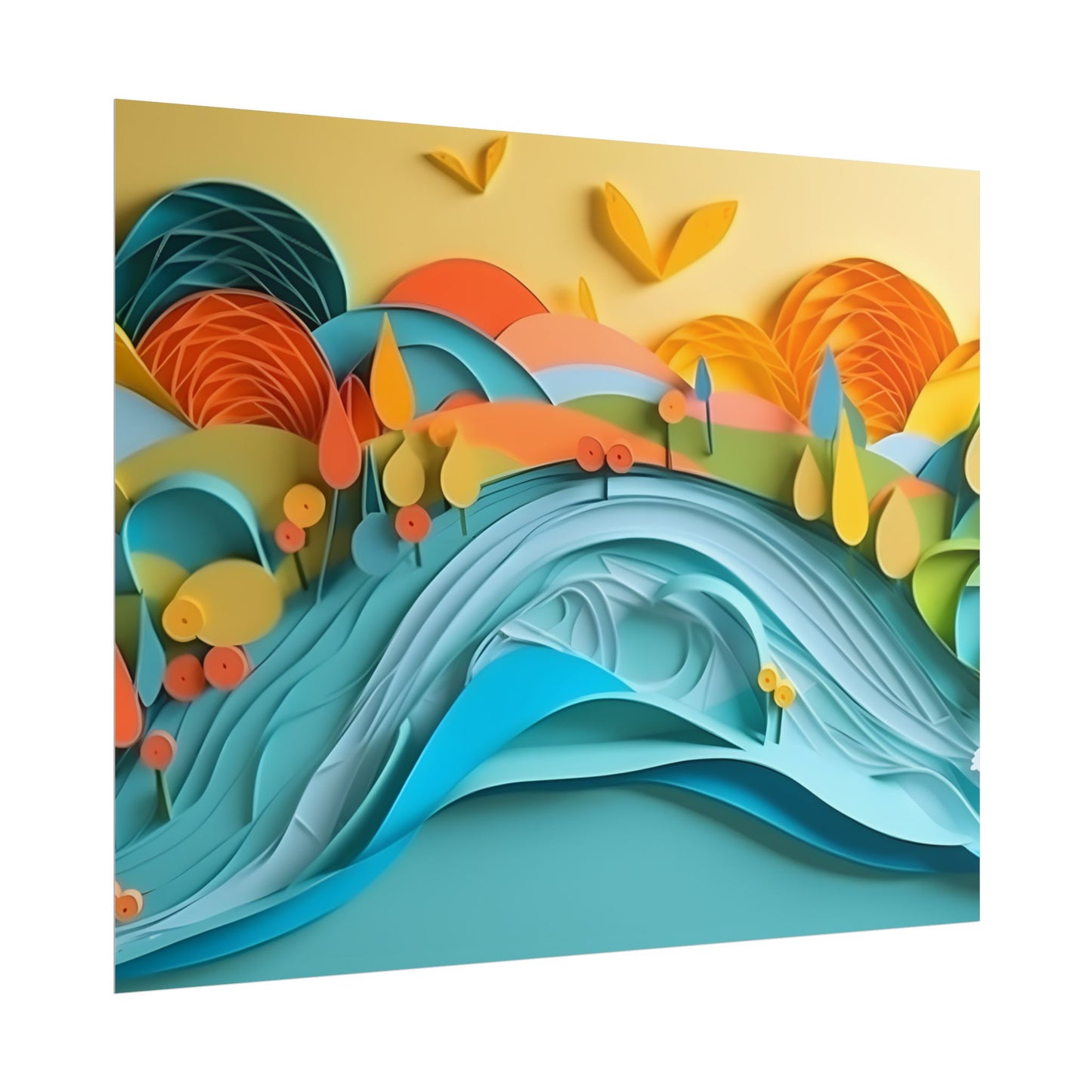 Magical Peaceful Beach: Paper Quilled Serenity - Poster
