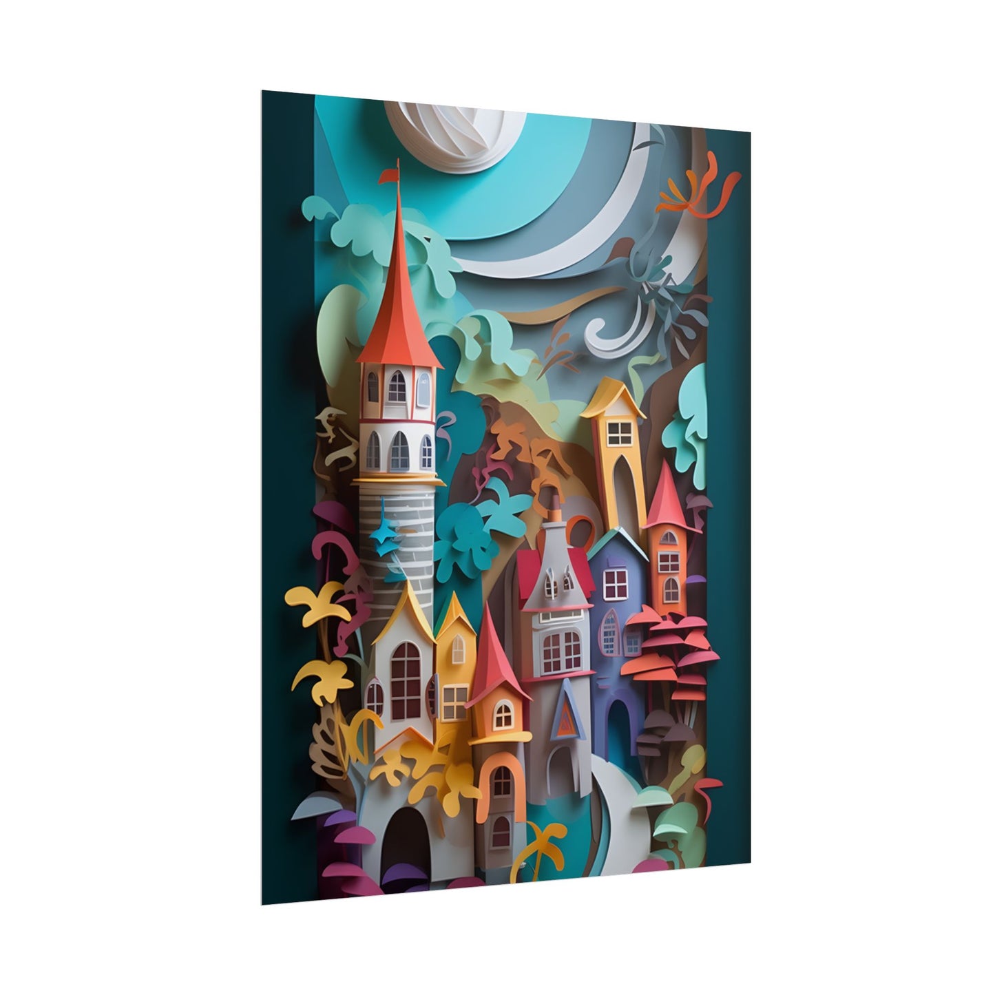 Eye-Catching European Landscape: Paper Quilling Artwork - Poster