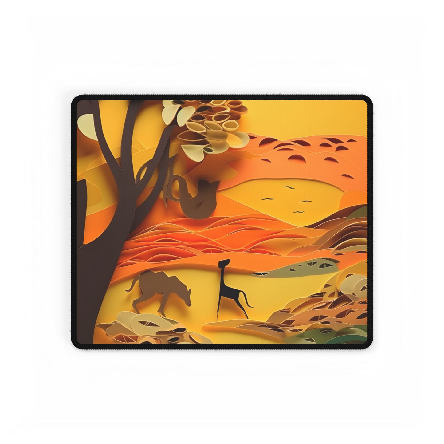 Vibrant African Landscape: Paper Quilling Art - Desk Mat