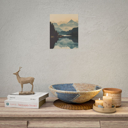 Serene Mountain Lake Aerial: Birds Eye View Artwork - Poster