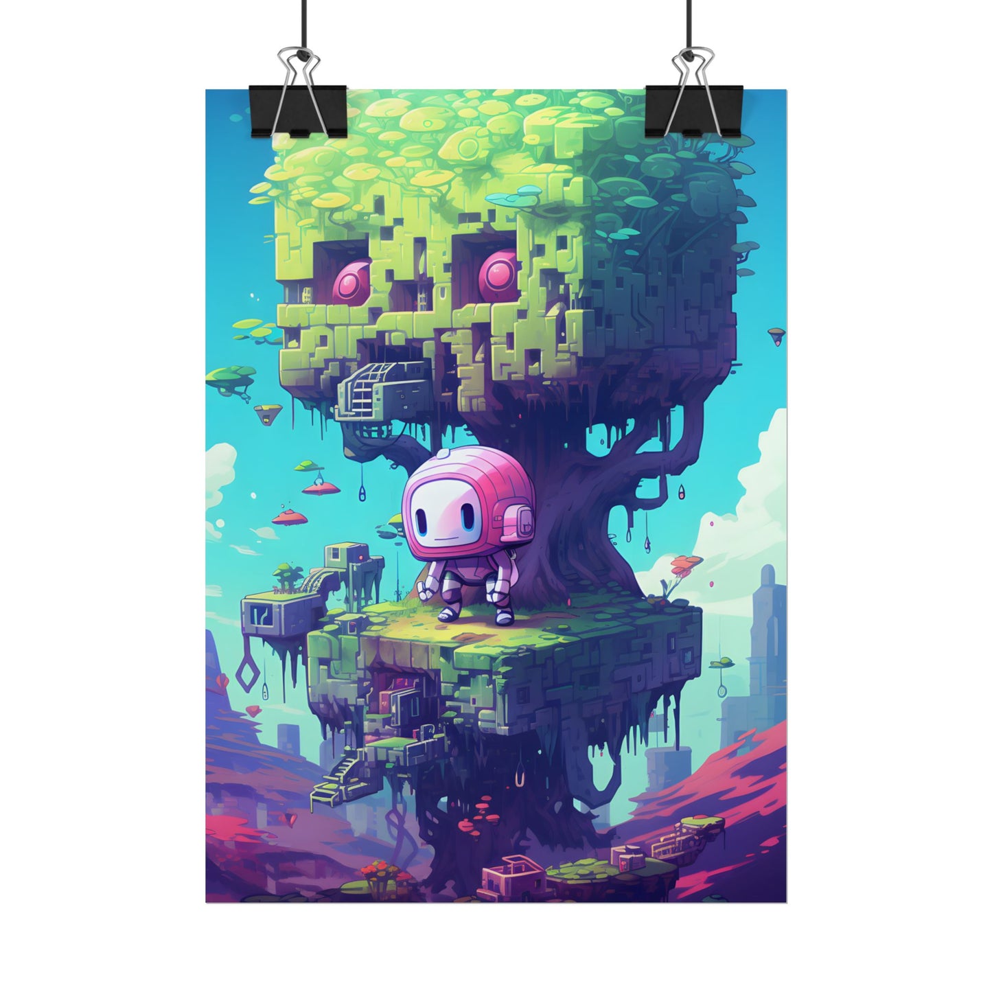 Futuristic Pixel Art: Cyber-Pet Adventure - Poster