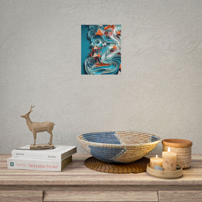 Paper Quilled Canyon Landscape: Natural Desert Artwork - Poster