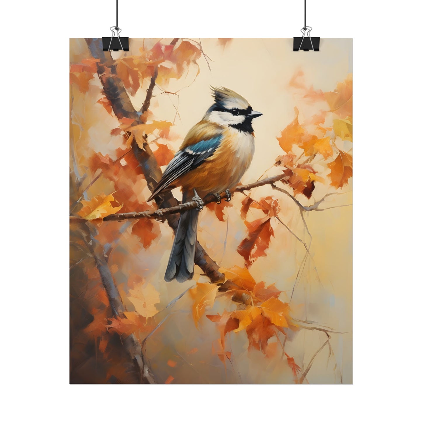 Vibrant Oak Branch: Colorful Leaves Oil Painting - Poster