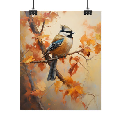 Vibrant Oak Branch: Colorful Leaves Oil Painting - Poster