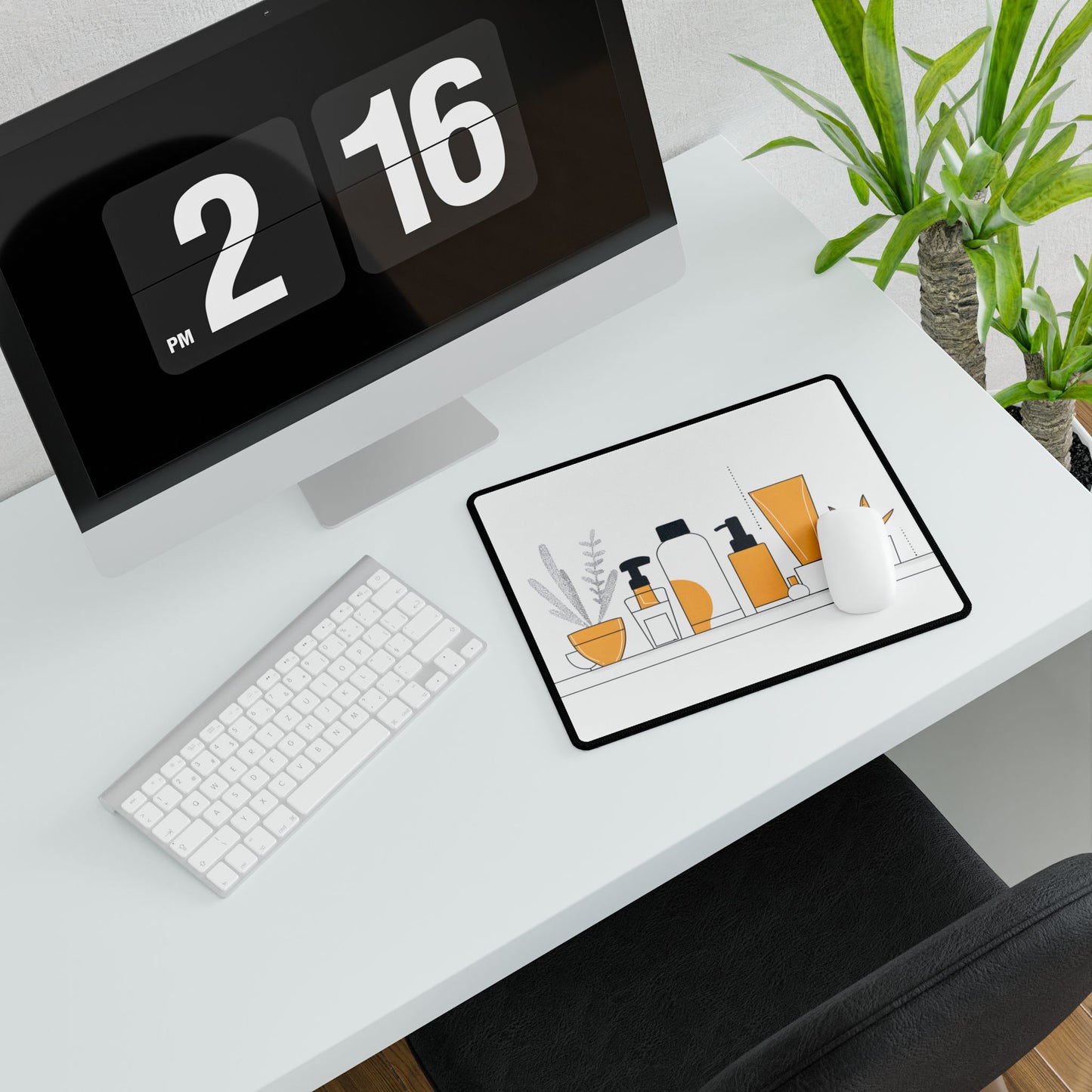 Minimalist Product Design: Bold Gray Illustration Artwork - Desk Mat