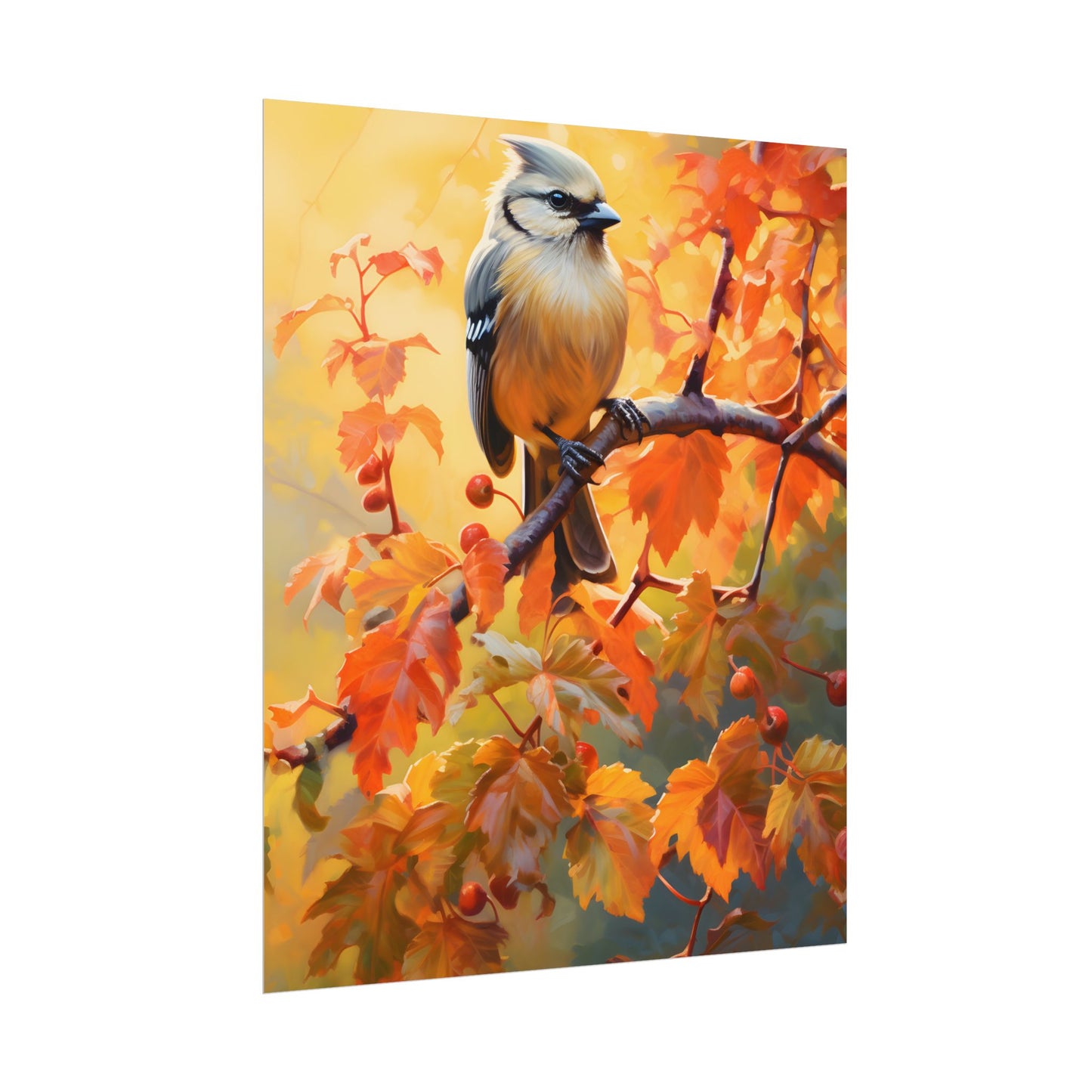 Vibrant Oak Branch: Oil Painting of Nature's Serenity - Poster