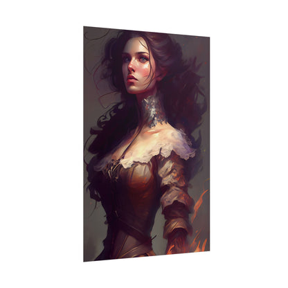 Lovely Brown Hair Portrait: Stunning Female Art - Poster