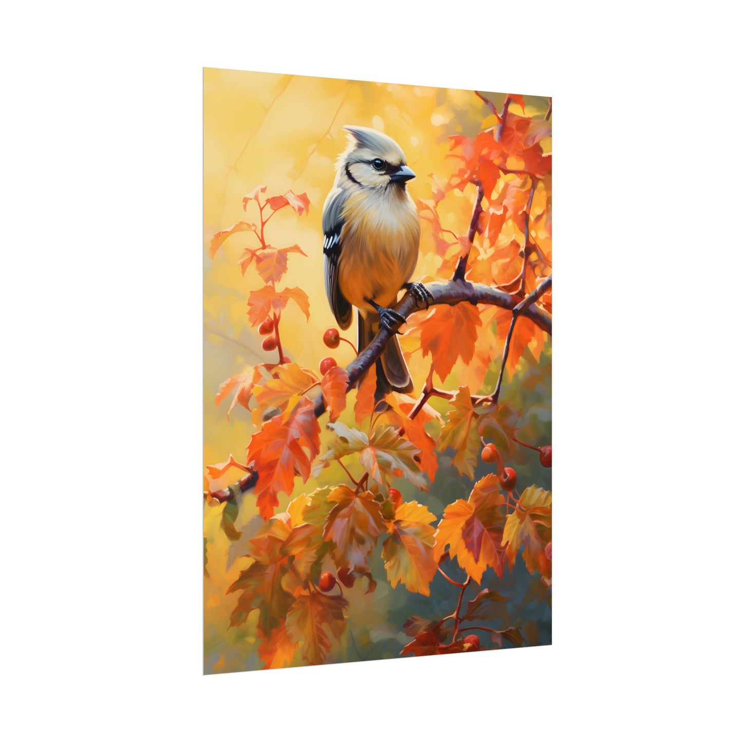 Vibrant Oak Branch: Oil Painting of Nature's Serenity - Poster