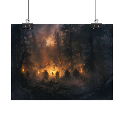 Tranquil Forest Sunset: People Connecting with Nature - Poster