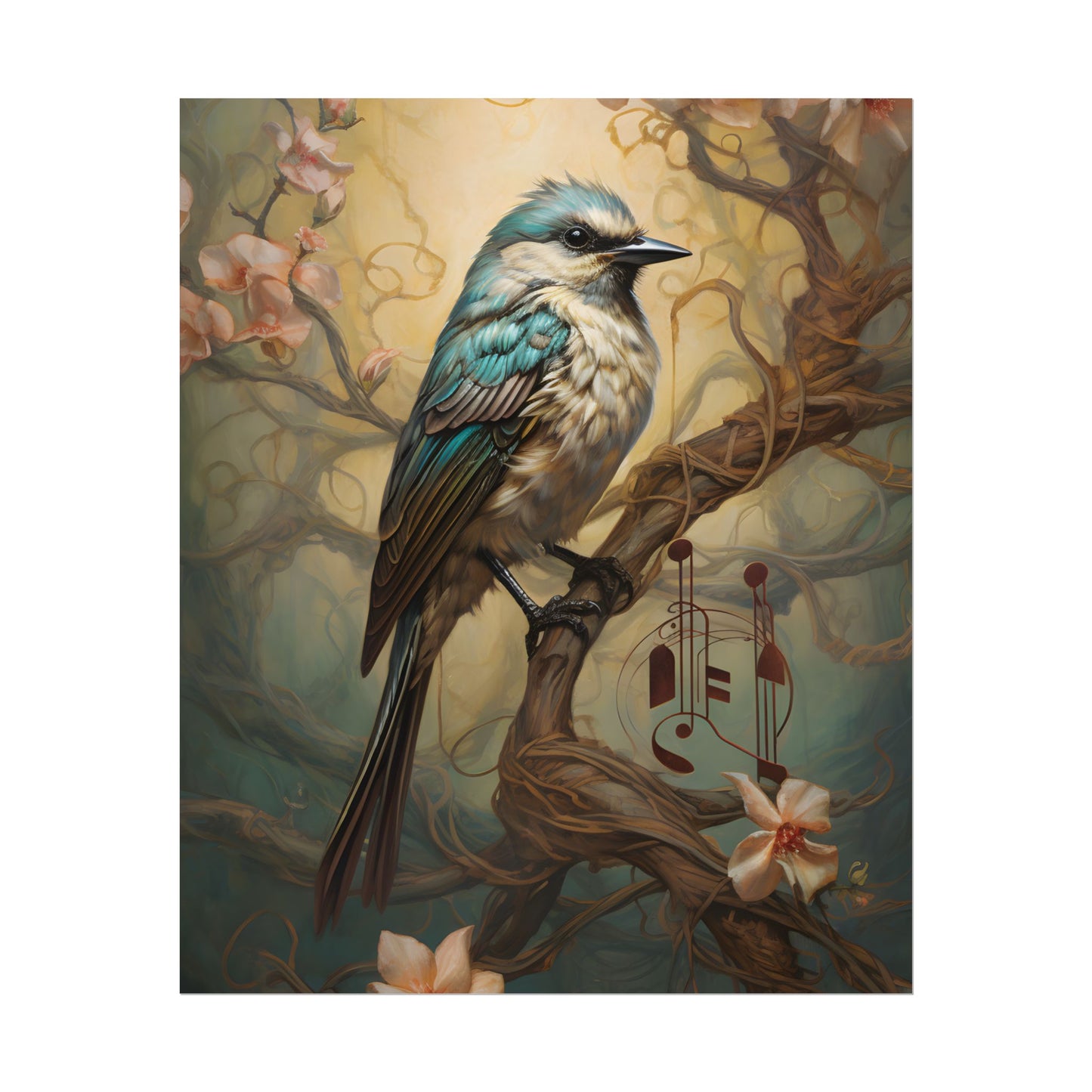 Blue Beauty: A Majestic Songbird in Nature - Poster
