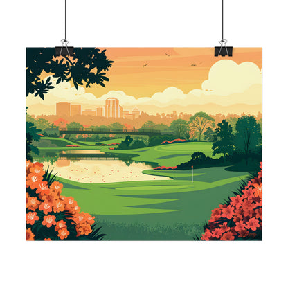 Retro Golf Illustration: Augusta National Georgia - Poster