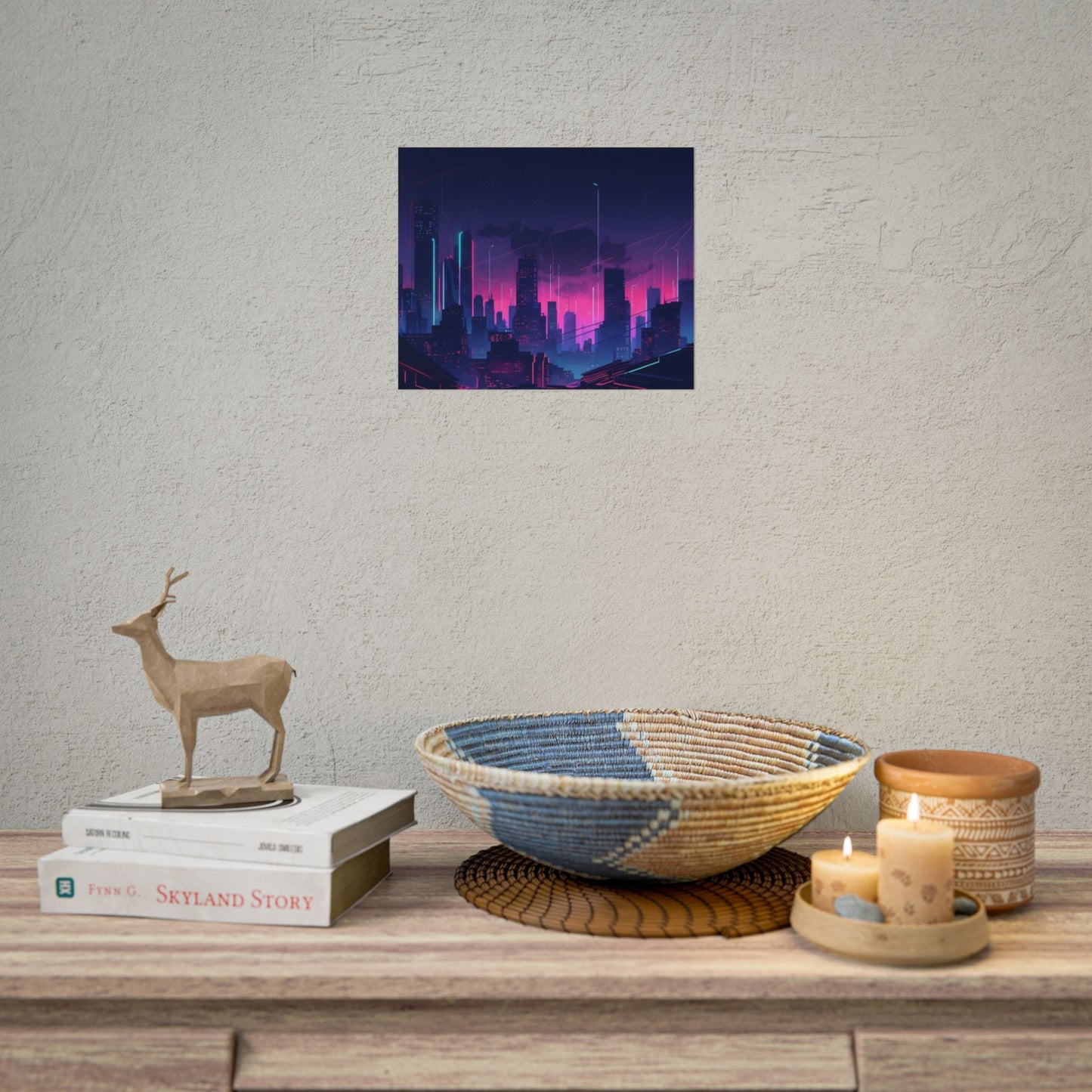 Melancholic Cyberpunk Cityscape: Nighttime Digital Art - Poster